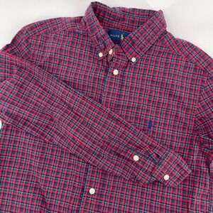 Ralph Lauren Kids Plaid Button-Down Shirt Red Blue Long‎ Sleeve L (14-16)